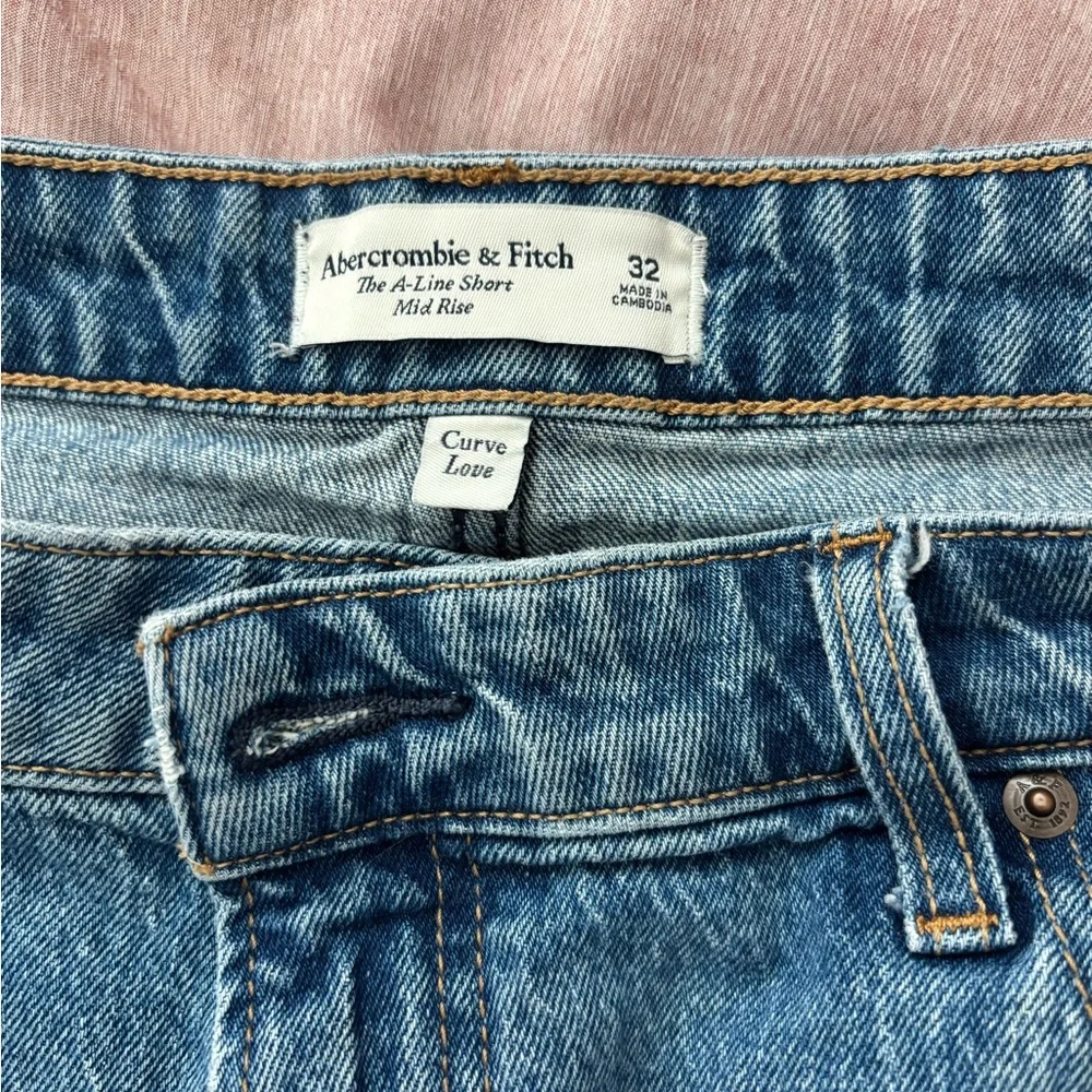 Abercrombie & Fitch Blue Denim Frayed Hem Shorts - Picture 2 of 3